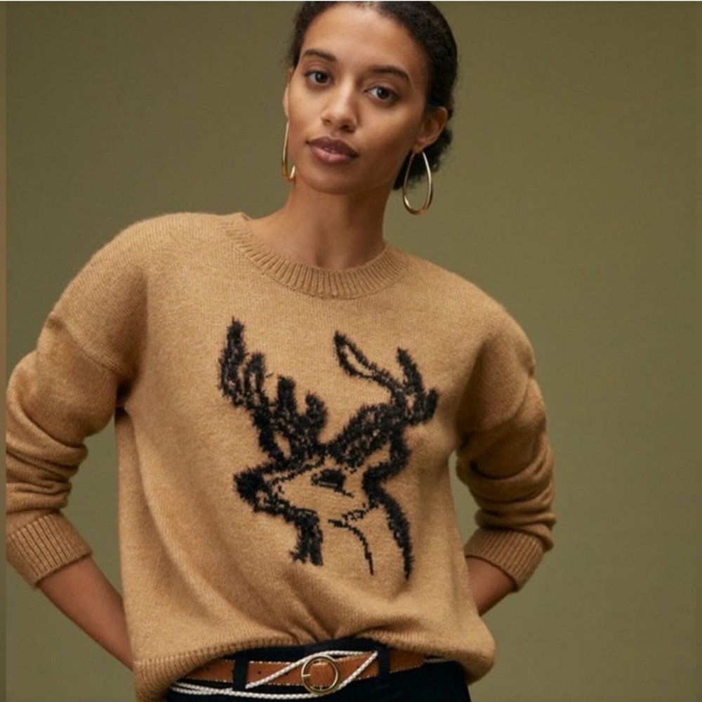 Anthropologie Oh Deer Sweater Size L NWOT